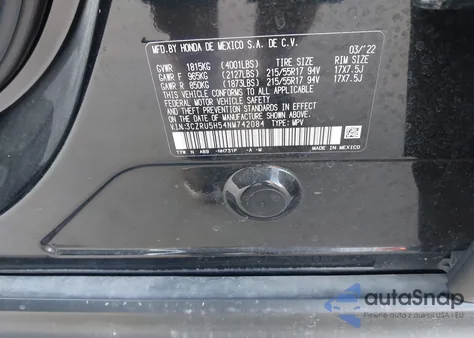 2022 Honda Hr-V 2Wd Ex z USA, uszkodzony, nr VIN 3CZRU5H54NM742084